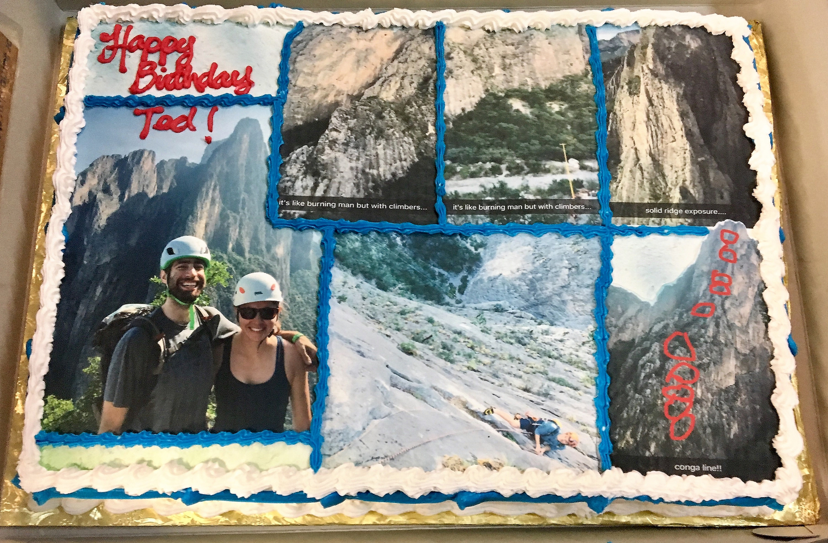 Edible photo cake with Yosemite climbing photos