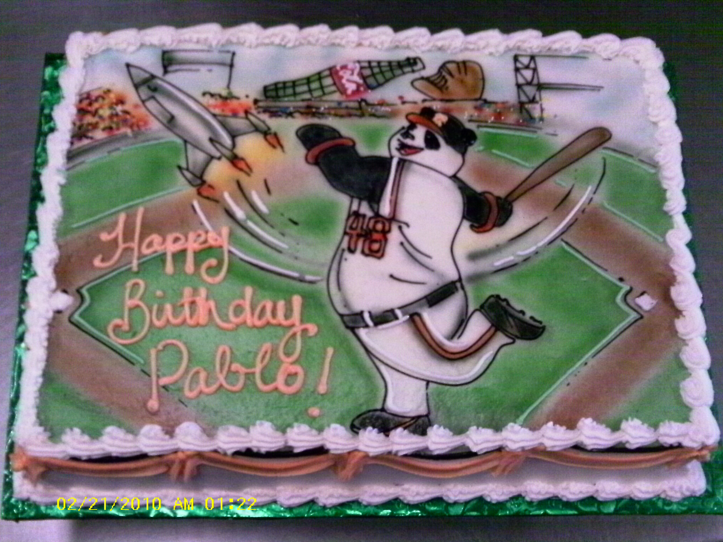 Hand drawn SF Giants panda baseball cake