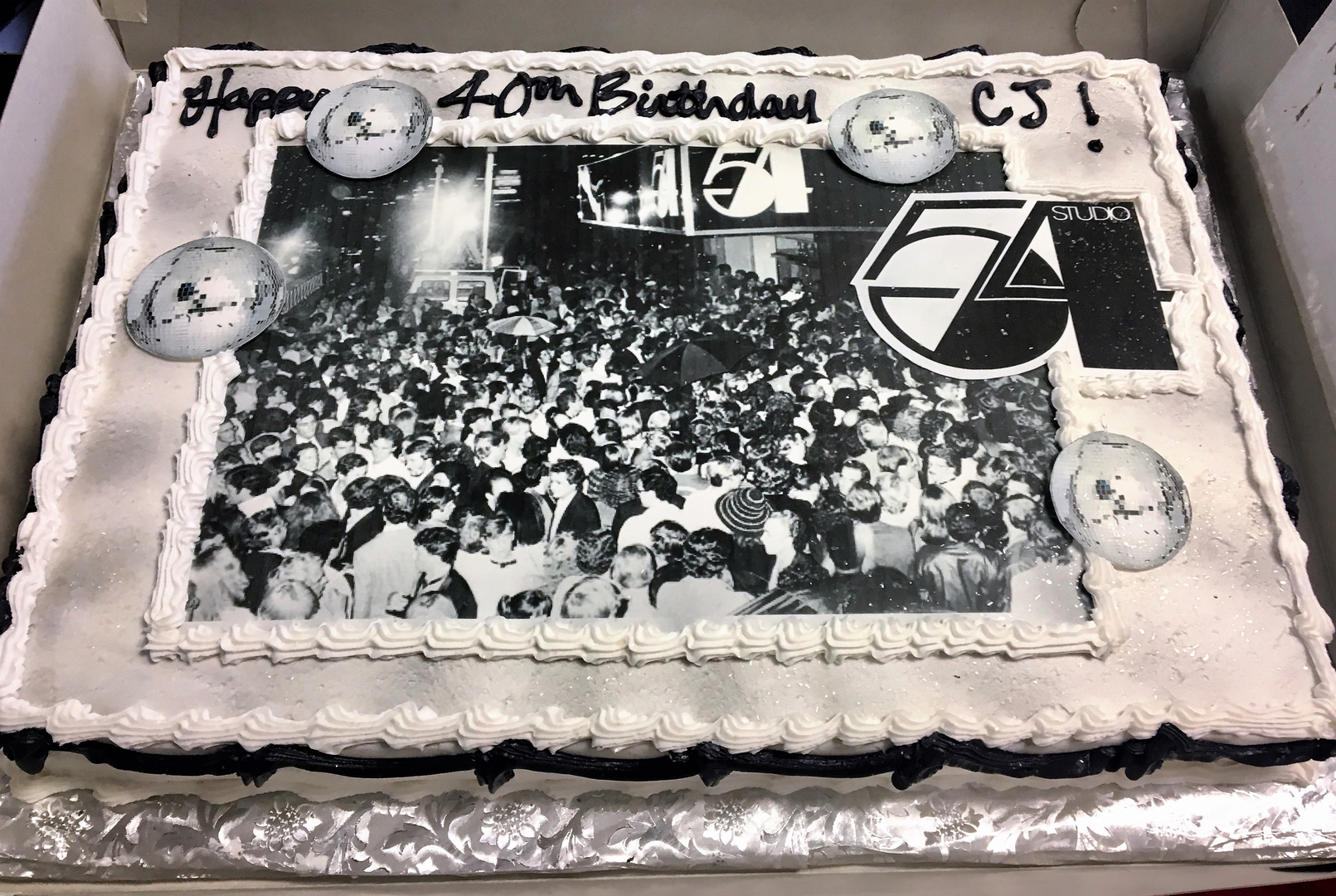 Studio 54 edible photo birthday cake